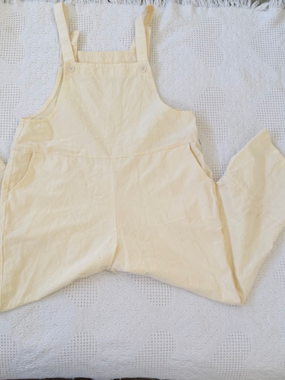 Source Unknown Cream Linen-Blend Overalls Jumpsuit